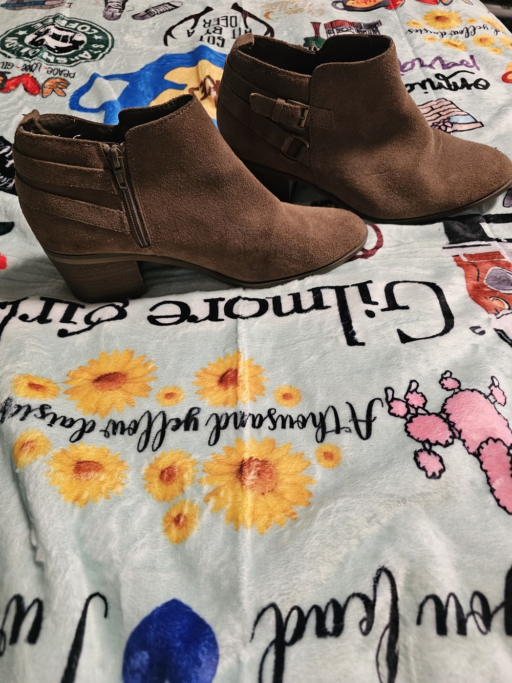 SO Brown Suede Ankle Booties with Buckle Accent